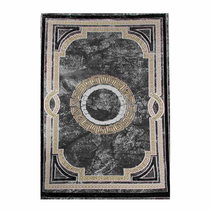 First Class Polyester Grey Circle Rug - Kristal Carpets