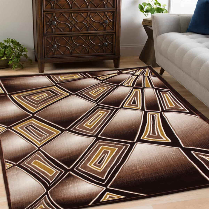 First Class Polyester Brown Rectangle Rug - Kristal Carpets