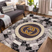 First Class Polyester Grey Gold Circle Rug - Kristal Carpets