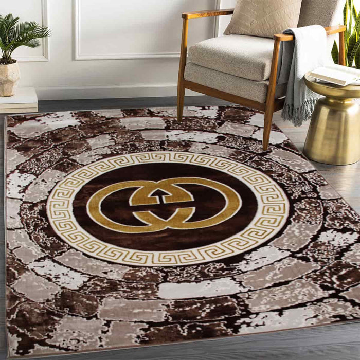 First Class Polyester Brown Rug - Kristal Carpets