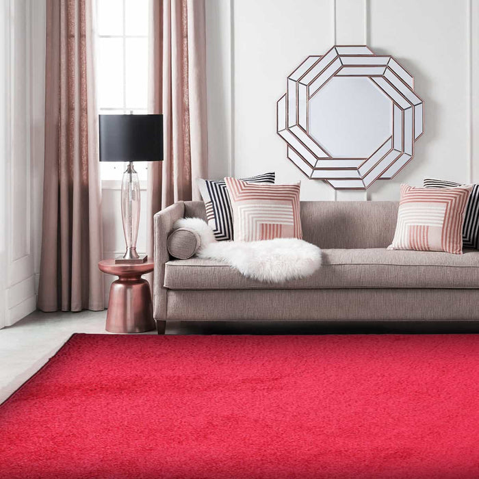 Halhal Polypropylene Shaggy Red Rug 150x200 - Kristal Carpets