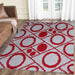 Halhal Polypropylene Shaggy Red Circle Rug 150x200 - Kristal Carpets
