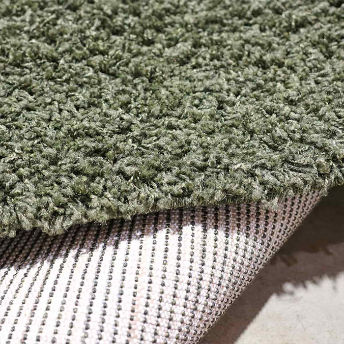 Halhal Polypropylene Shaggy Dark Green Rug 150x200 - Kristal Carpets