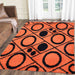 Halhal Polypropylene Shaggy Orange Circle Rug 150x200 - Kristal Carpets