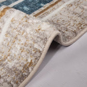 Star Modern Beige Blue Frame Rug - Kristal Carpets