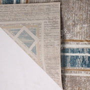 Star Modern Beige Blue Frame Rug - Kristal Carpets