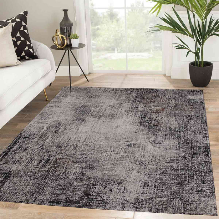Diva Navy Grey Fringed Rug - Kristal Carpets