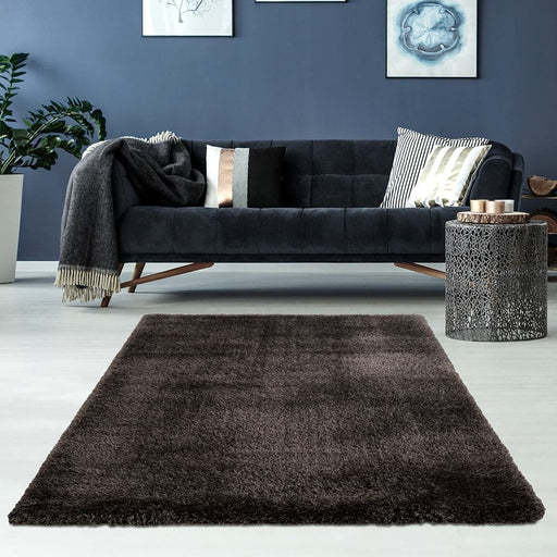 Plush Shaggy Dark Brown Rug - Kristal Carpets