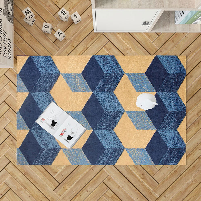 Promo Cube Blue Rug - Kristal Carpets