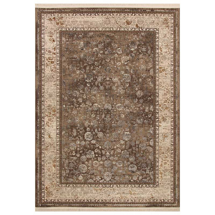 Tena Brown Frame Rug - Kristal Carpets