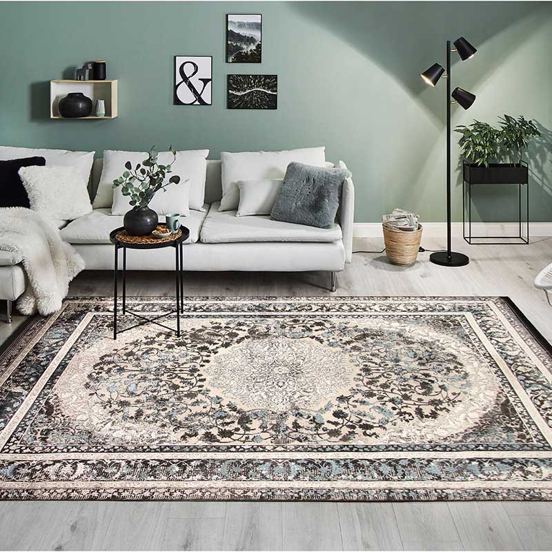 Tena Grey Frame Rug - Kristal Carpets