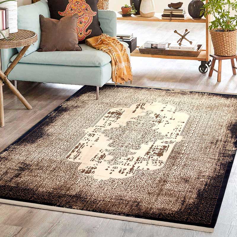 Trend Navy Pattern Rug - Kristal Carpets