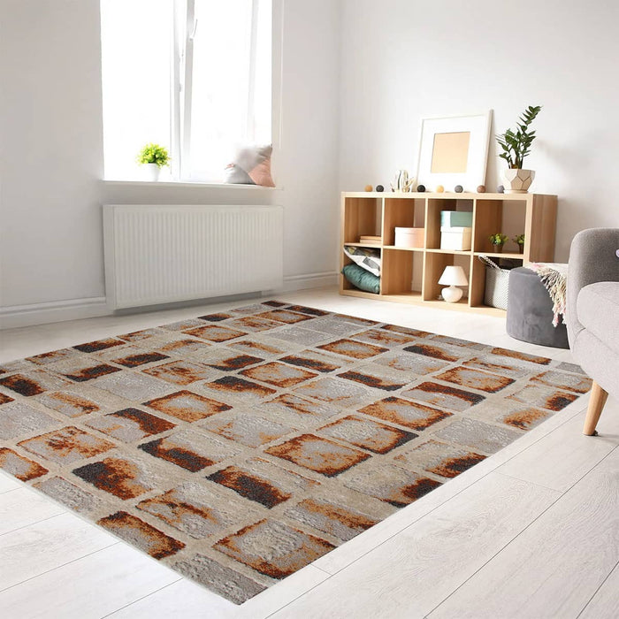 Amazon Soft-Thick Pile Square Blocks Rug - Kristal Carpets