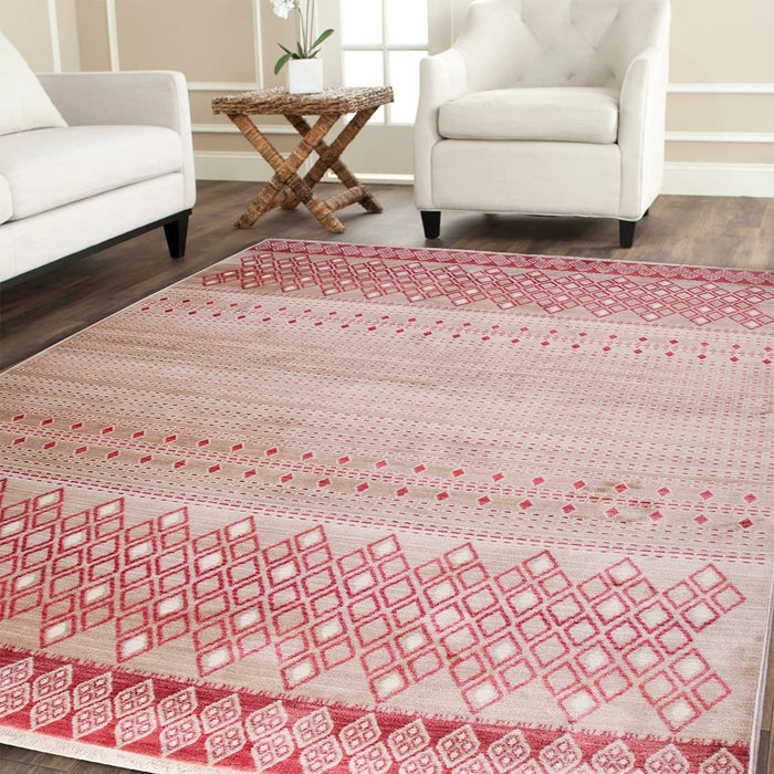 Mystick Pink Karo Rug - Kristal Carpets
