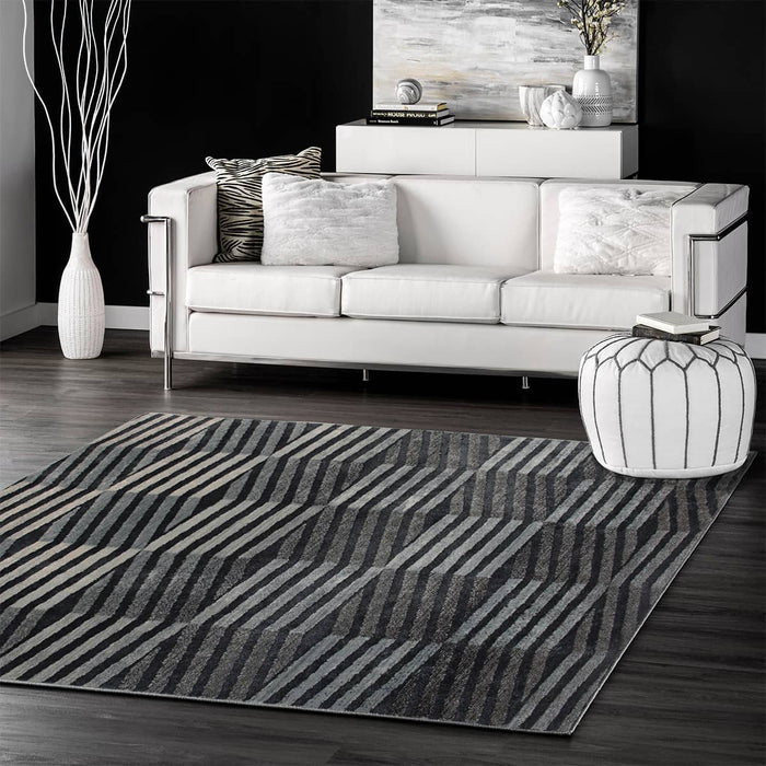 Nevada Blue Stripe Rug 160x230 - Kristal Carpets