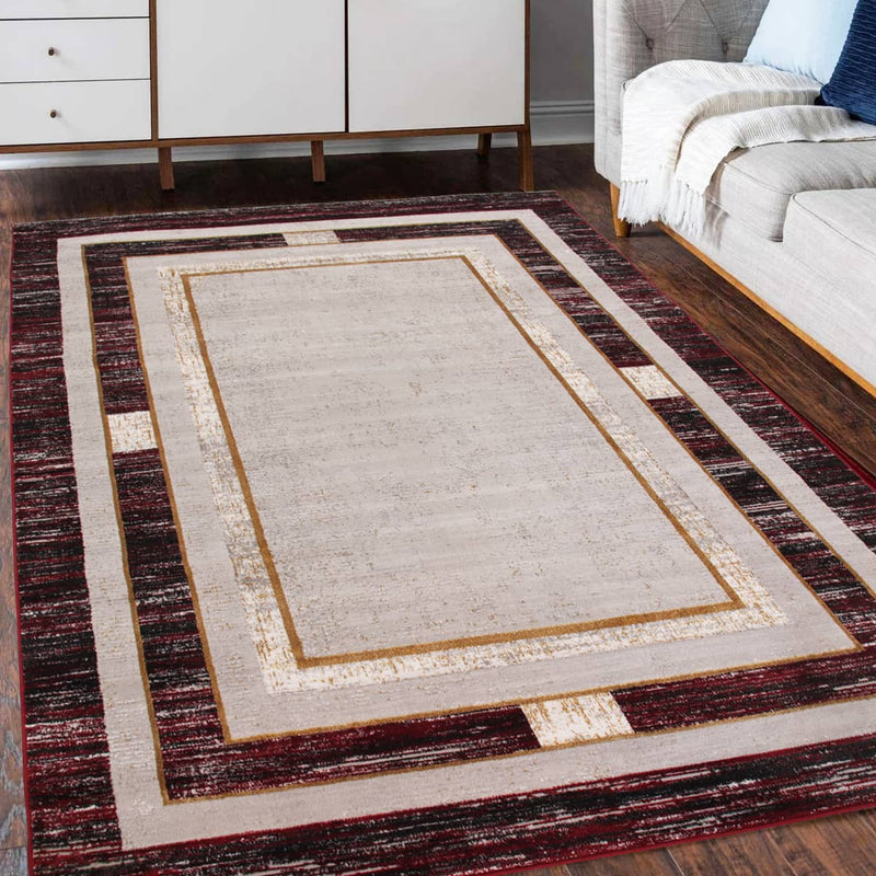 Star Frame Burgundy Rug - Kristal Carpets