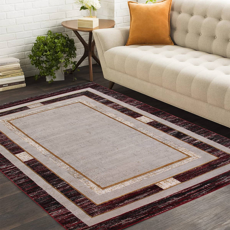 Star Frame Burgundy Rug - Kristal Carpets