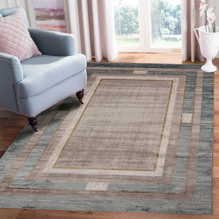 Blue Frame Rug Star Frame Blue Rug - Kristal Carpets